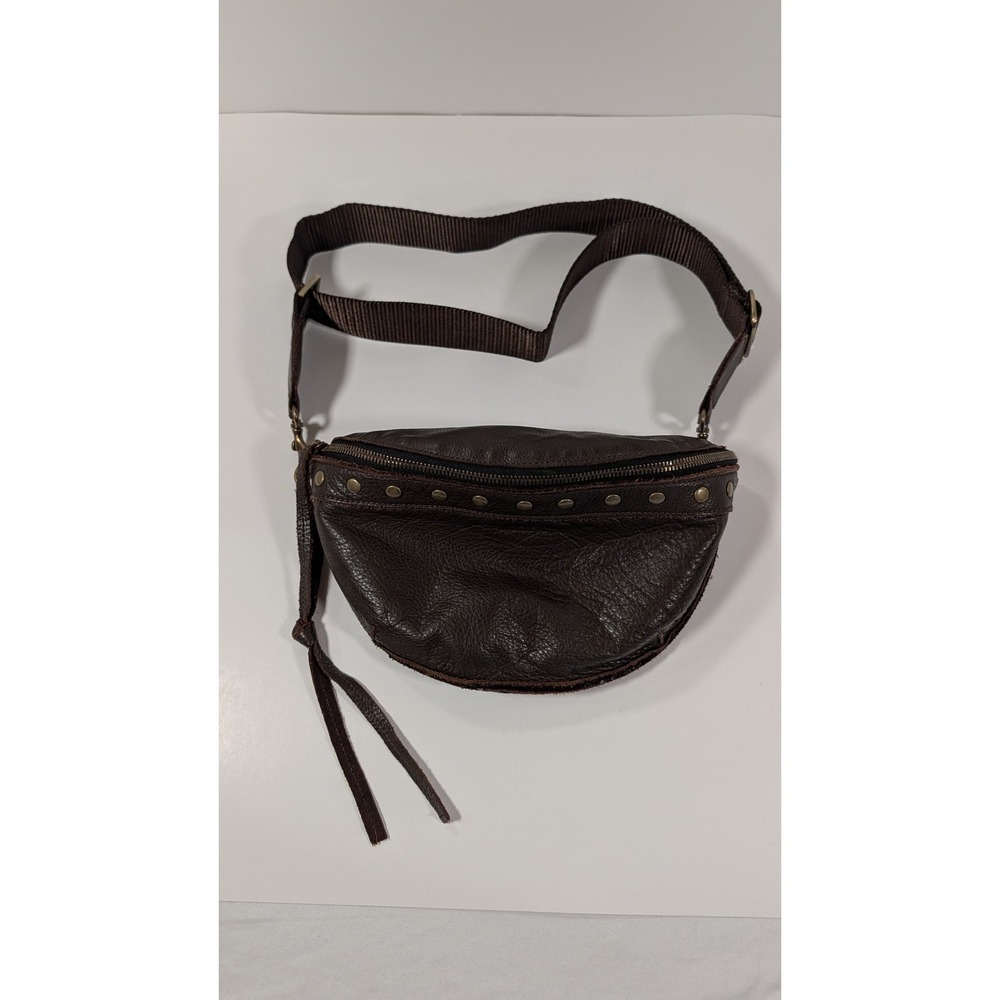 Molly G Los Angeles Brown Leather Studded Belt Bag Crossbody Fanny Pack